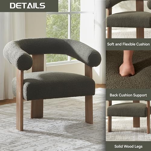 Barrel Accent Chairs Set of 2 with Armrests and Rubberwood Legs (2 Count)