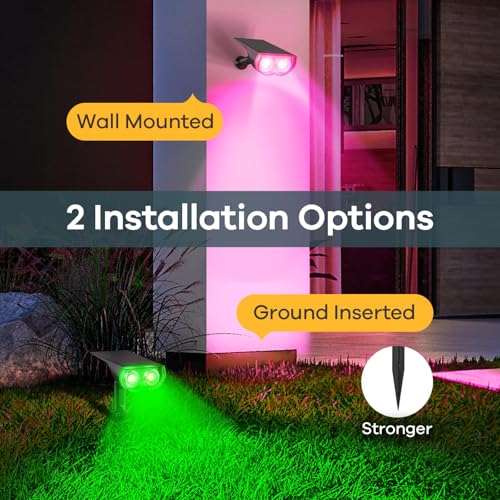 Solar Lights Outdoor Waterproof LED Landscape Spotlight RGB 2 Pack (2 Count)