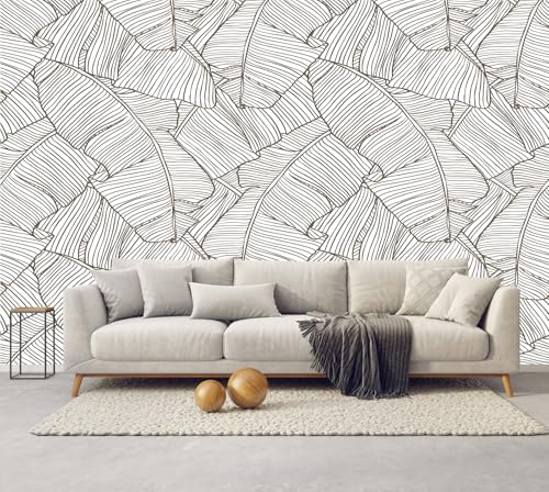 Gray Banana Leaf Wallpaper Wall Mural