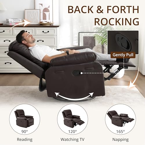 360° Swivel Rocking Leather Recliner Chair for Adults