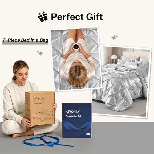 Satin Twin Comforter Set Silver Grey