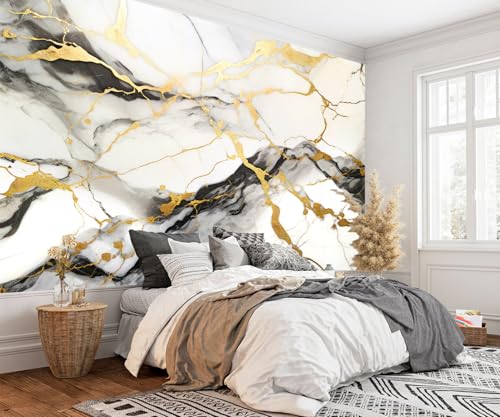 Black and Gold Marble Wallpaper wall murals for Bedroom 182"x120"