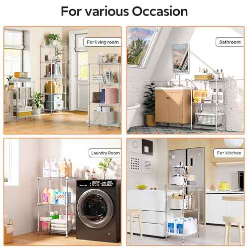 3 Tiers Shelf Metal Storage Shelves Wire Rack Closet Organizers with Wheel for Garage Kitchen Bathroom Laundry Chrome 11.8" D x 17.7" W x 28.8" H