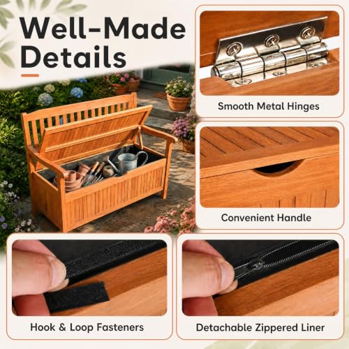 Outdoor Wood Storage Bench Deck Box
