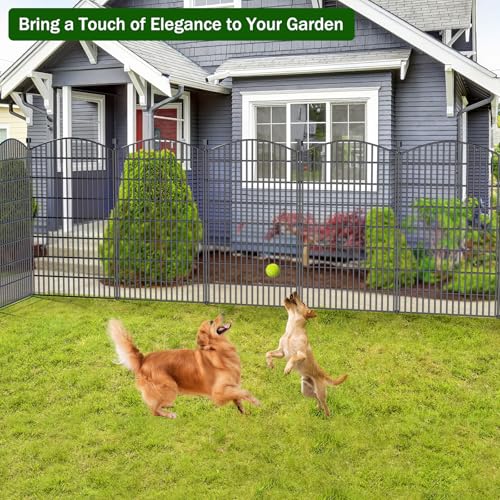 5 Panel No Dig Decorative Garden Fence 48" H x 11.4'L Outdoor Dog Barrier (9.8 Sq Ft)