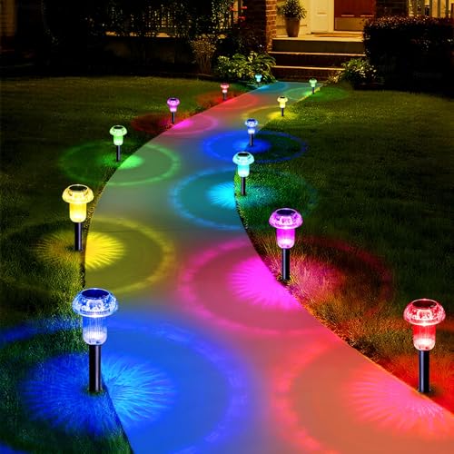 Solar Lights Outdoor Waterproof 16 Pack Garden Decor Color Changing (16 Count)