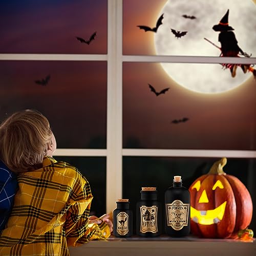 3 Pcs Halloween Vintage Glass Potion Bottles with Cork Lid