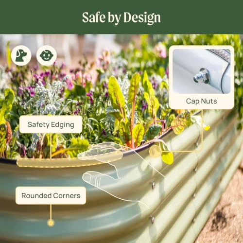 17" Tall 42" Round Raised Garden Bed Metal Raised Bed Planter Box for Vegetables Flowers Patio
