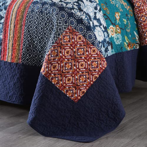 California King Quilt Set Reversible Lightweight Bohemian Paisley Patchwork Cotton Quilted Bedspread Coverlet Set 3
