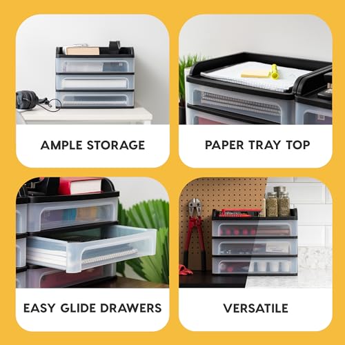 3 Drawer Medium Desktop Organizer with Paper Tray