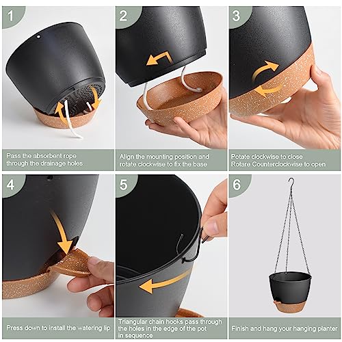 12 Inch Self Watering Hanging Planters for Indoor Outdoor Plants