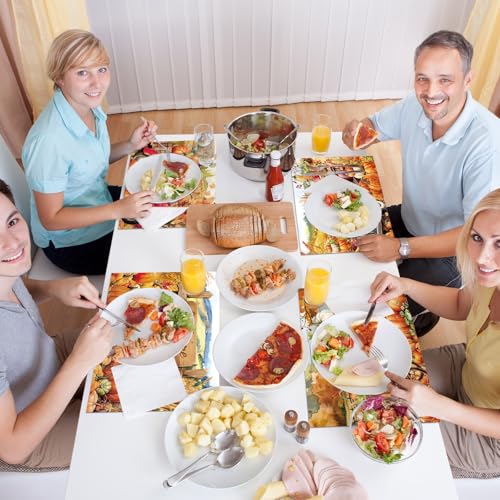 Fall Placemats Set of 6 Thanksgiving Pumpkin Plastic Table Mat 17×13×0.04in (6 Count)