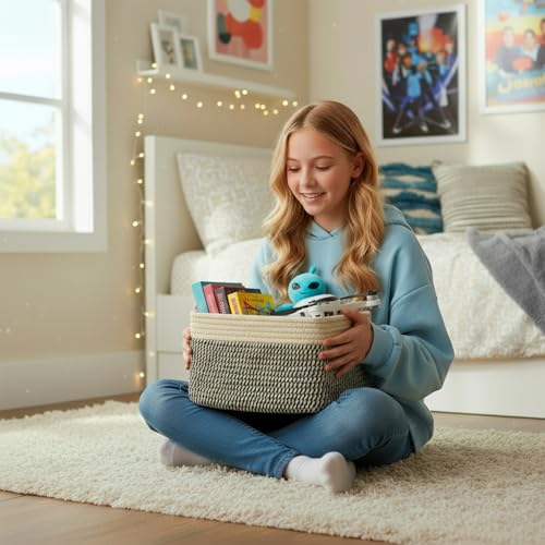 Small Cotton Rope Basket (3 Count)