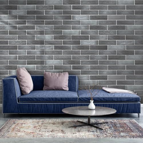 100 Whitewash Grey Faux Brick Wall Tiles (100 Count)