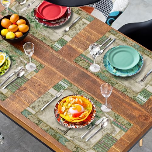 Tropical Palm Tree Placemats Set of 4 Summer Vintage Green Leaf Kitchen Table Mat 12x18 Inch Hawaii Beach Jungle Plant Tree Heat Resistant Washable Linen Place Mats for Dining Tables (4 Count)