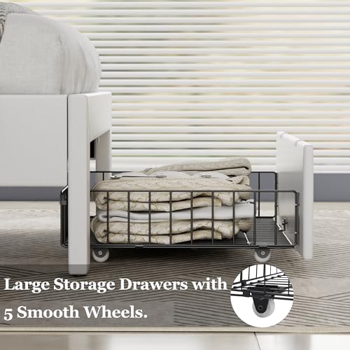 Twin Size Bed Frame with Storage Drawers