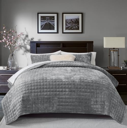 Channel Box Stitch Velvet Quilt Set