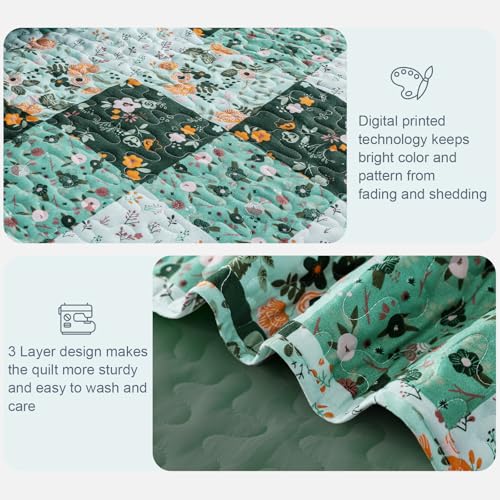 Reversible Boho Quilt King Size Green