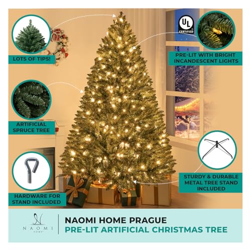 Prague 6.5ft Prelit Artificial Christmas Tree with Foot Pedal