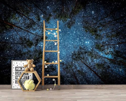 Forest Night Sky Mural Wallpaper Peel and Stick for Ceiling Bedroom