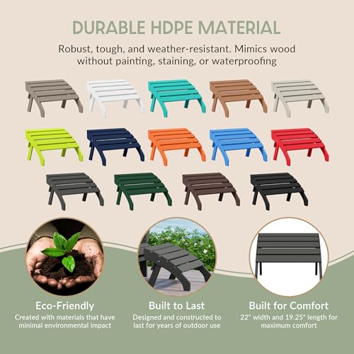 Dylan Outdoor Patio HDPE Adirondack Ottoman Footrest