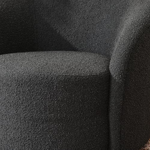 34" W Mid Century Modern Boucle Swivel Barrel Chair