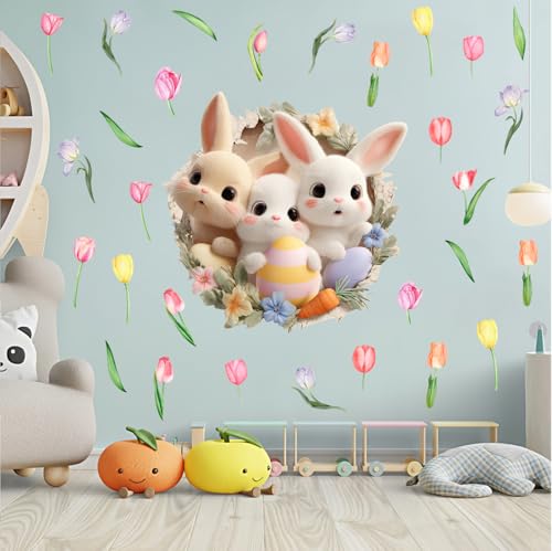 Large 3D Easter Bunny Wall Stickers (26 Count)