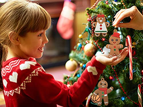 12pcs Christmas Gingerbread Man Ornaments for Christmas Tree Decorations Assorted Plastic Gingerbread Figurines Xmas Holiday Decorations 3 Inch Tall (12 Count)