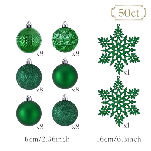 50ct Christmas Tree Decorations Ball Ornaments 2.36 Inches (50 Count)
