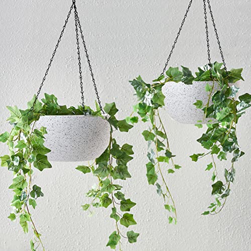 13 inch 2Pack Large Hanging Planters for Outdoor Indoor Plants with Drainage Holes and Chain (2 Count)