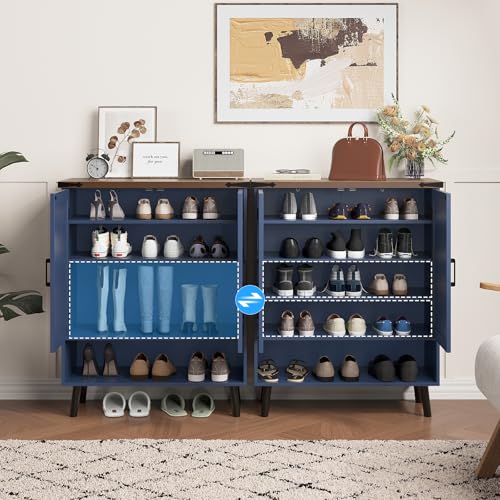 34" Tall Farmhouse Shoe Storage Cabinet with Barn Doors