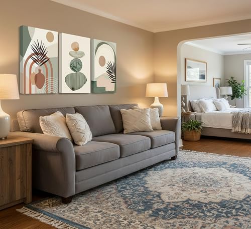 3 Pcs Mid Century Modern Boho Abstract Canvas Wall Art 12X16in (3 Count)