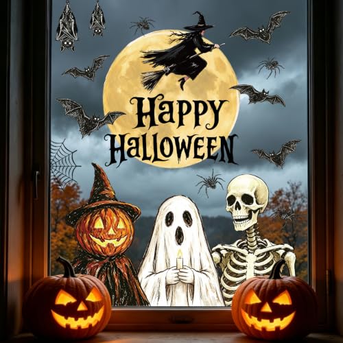 Vintage Halloween Window Clings 6 Sheets (6 Count)