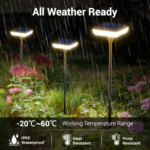 Solar Pathway Lights Outdoor 6 Pack Solar Powered Garden Lights 12H Long Lasting Auto On (6 Count)