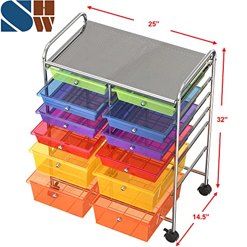 12 Drawers Rolling Utility Cart Organizer