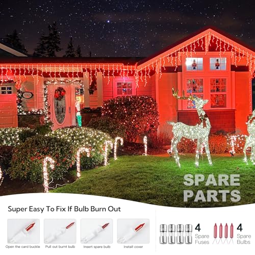 23 FT 200 Count Red Icicle Lights