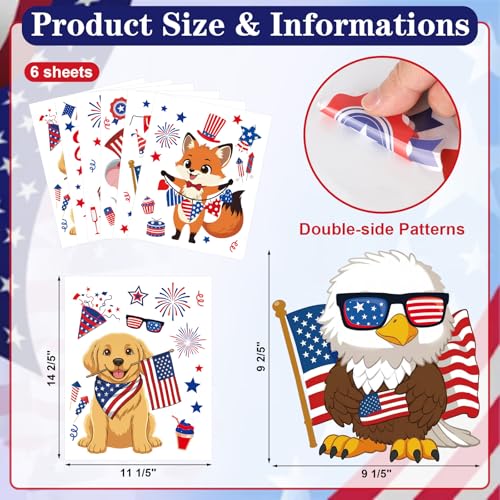 Happy 4th of July Window Clings 6 Sheets (6 Count)