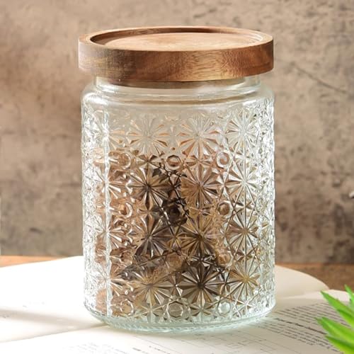 Vintage Glass Jars with Wooden Lids