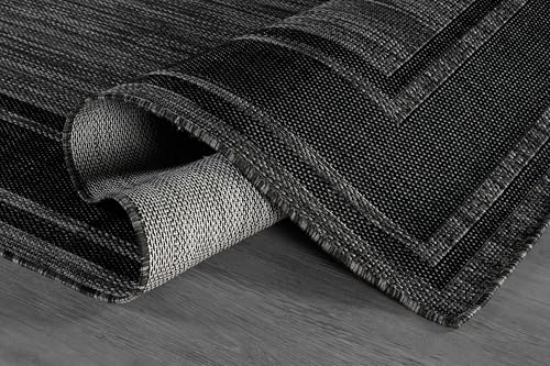 Outdoor Rug 8x10 Modern Bordered Area Rugs for Indoor and Outdoor Patio Deck Porch Garden Waterproof Weather Sun Resistant Washable Outside Carpet (80 Sq Ft)