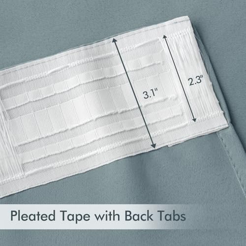 Slate Blue Back Tab Blackout Curtains 52x84 Inch Length 2 Panels Set