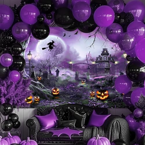 10x8ft Purple Halloween Backdrop Spooky Photography Background