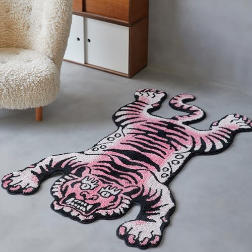 5x3.3 ft Tibetan Tiger Area Rug Tufted High Pile XLarge Indoor Machine Washable Carpet with Nonslip TPR Backing