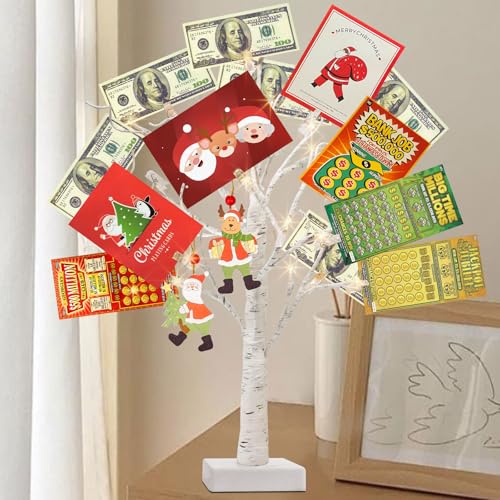 Money Tree 22 Inch Gift Card Tree Holder with 6 Clips and 6 Greeting Cards