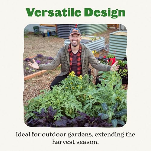 5-in-1 Modular Galvanized Raised Garden Bed Kit, 15" Tall Metal Planter Box, Durable Aluzinc Steel Raised Garden Bed Outdoor for Vegetables, Herbs, Flowers & Fruits - Round - Light Clay