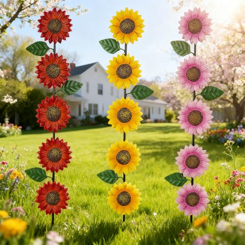 3Pack Sunflower Decorative Garden Stakes (3 Count)