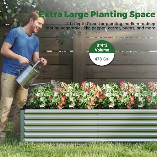 8x4x2ft Outdoor Metal Raised Garden Bed (2 Count)