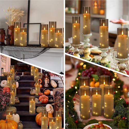 24 Pack Flameless Candles with Embedded Star String Fairy Lights