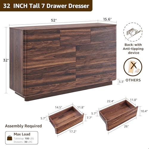 Modern 7 Drawer Dresser for Bedroom