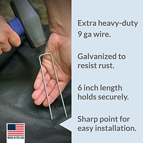 Garden Stakes 6 Inch 9 Gauge Galvanized Steel Landscape Staples
