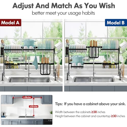 2 Tier Extra Large Stainless Steel Over The Sink Dish Drying Rack